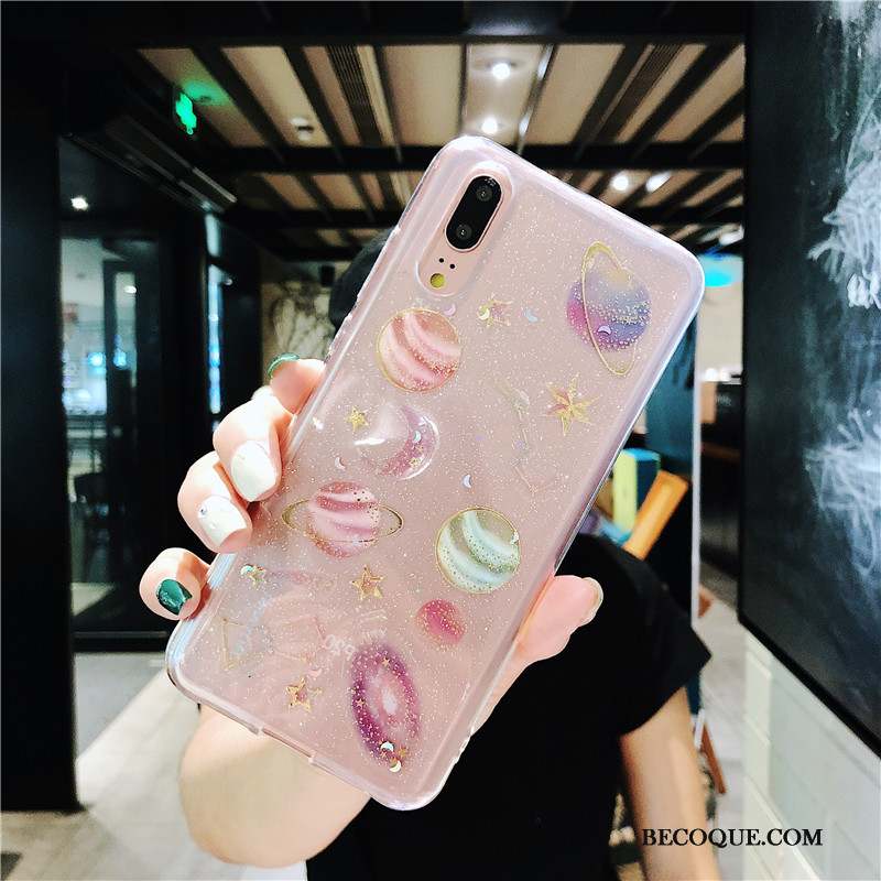 Huawei P20 Coque Transparent Silicone Ciel Étoilé Personnalité Protection Étui