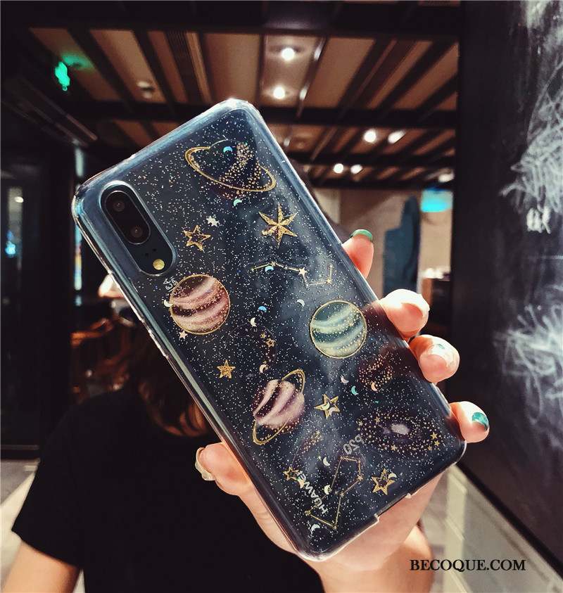 Huawei P20 Coque Transparent Silicone Ciel Étoilé Personnalité Protection Étui