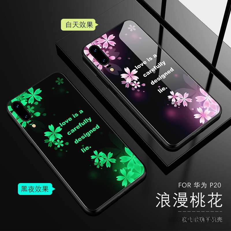 Huawei P20 Coque Verre Très Mince Personnalité Silicone Amoureux Violet