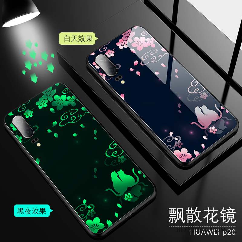 Huawei P20 Coque Verre Très Mince Personnalité Silicone Amoureux Violet