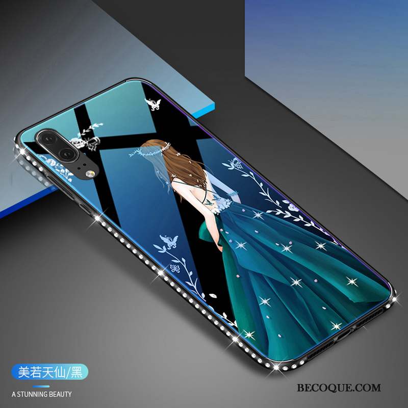 Huawei P20 Incassable Tout Compris Strass Coque De Téléphone Blanc Tendance