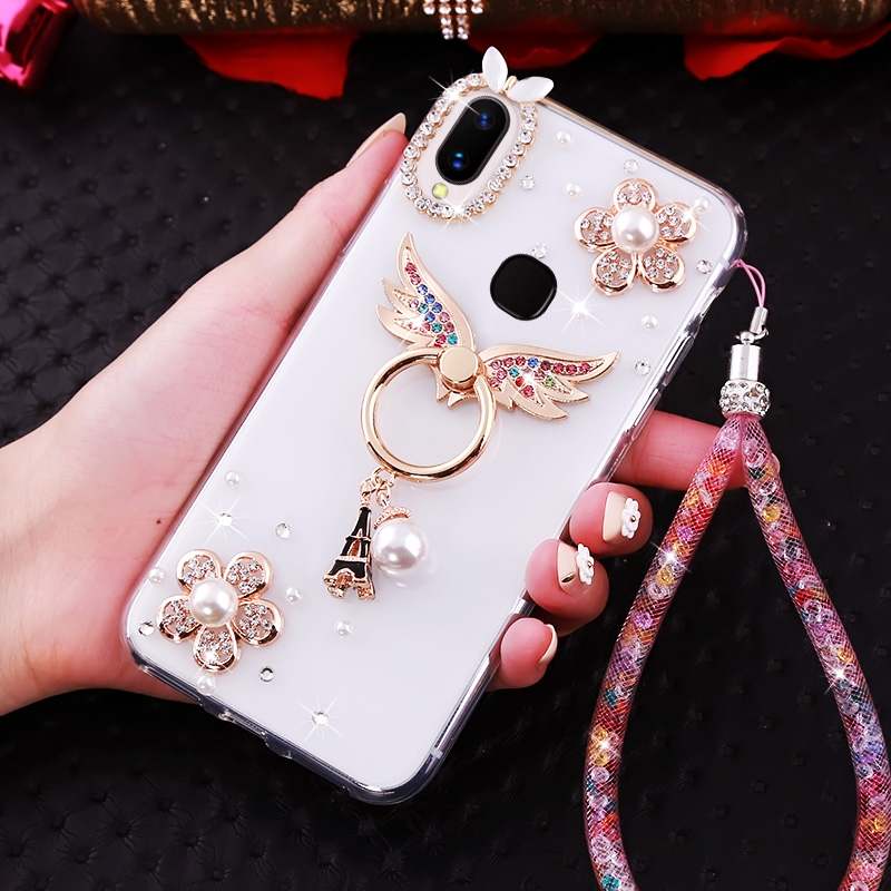 Huawei P20 Lite Coque Anneau Strass Personnalité Créatif Ornements Suspendus Fluide Doux