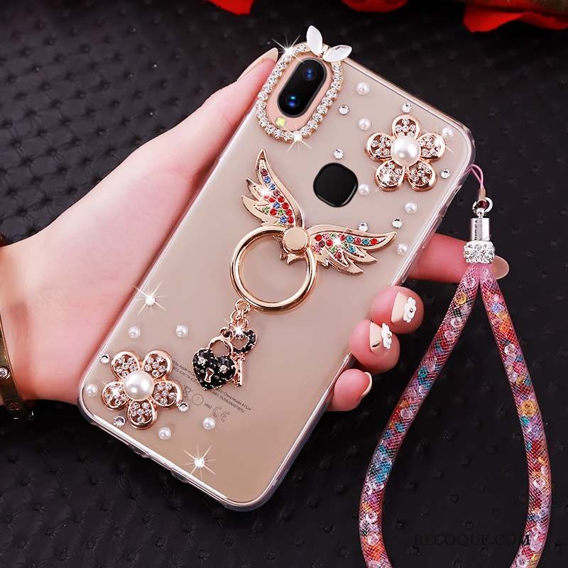 Huawei P20 Lite Coque Anneau Strass Personnalité Créatif Ornements Suspendus Fluide Doux