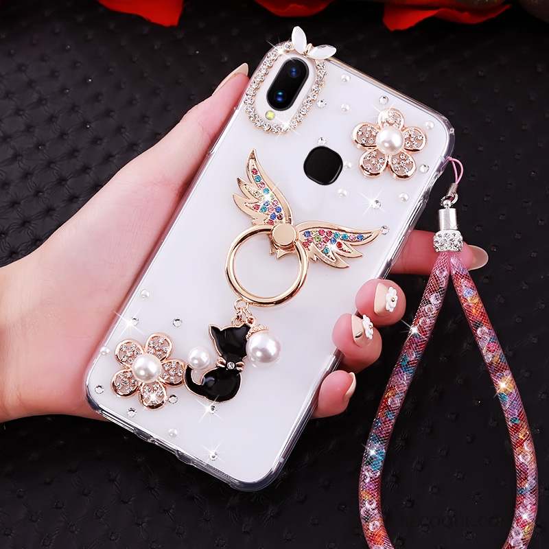 Huawei P20 Lite Coque Anneau Strass Personnalité Créatif Ornements Suspendus Fluide Doux