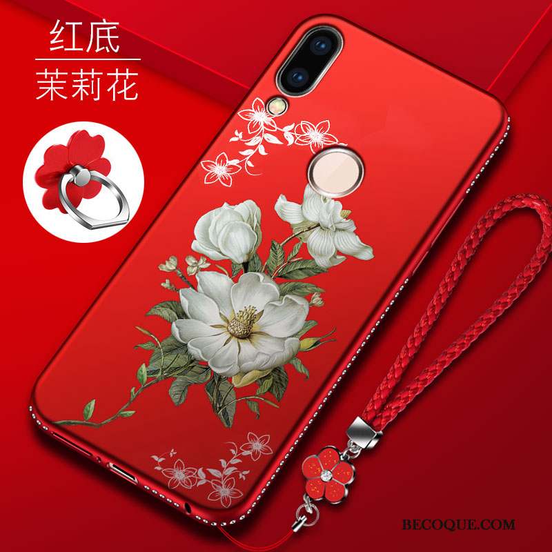 Huawei P20 Lite Coque Charmant Tout Compris Net Rouge Marque De Tendance Noir Fluide Doux