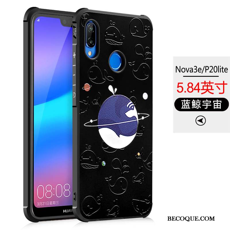 Huawei P20 Lite Coque Étui Protection Peinture Incassable Fluide Doux Noir