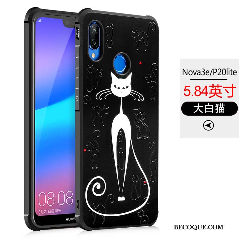 Huawei P20 Lite Coque Étui Protection Peinture Incassable Fluide Doux Noir