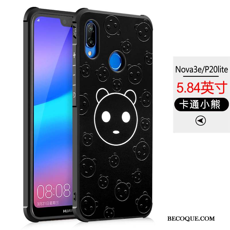 Huawei P20 Lite Coque Étui Protection Peinture Incassable Fluide Doux Noir