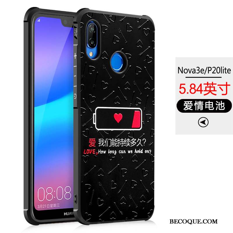 Huawei P20 Lite Coque Étui Protection Peinture Incassable Fluide Doux Noir