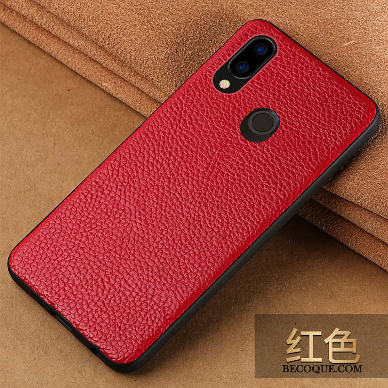 Huawei P20 Lite Cuir Véritable Coque De Téléphone Business Tendance Étui En Cuir Noir