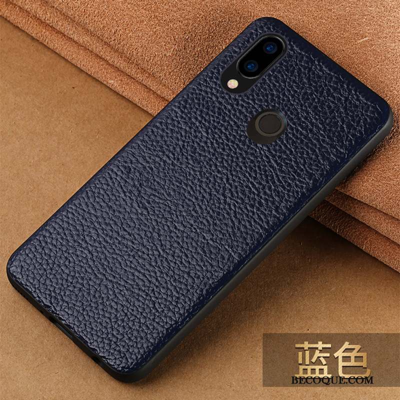 Huawei P20 Lite Cuir Véritable Coque De Téléphone Business Tendance Étui En Cuir Noir