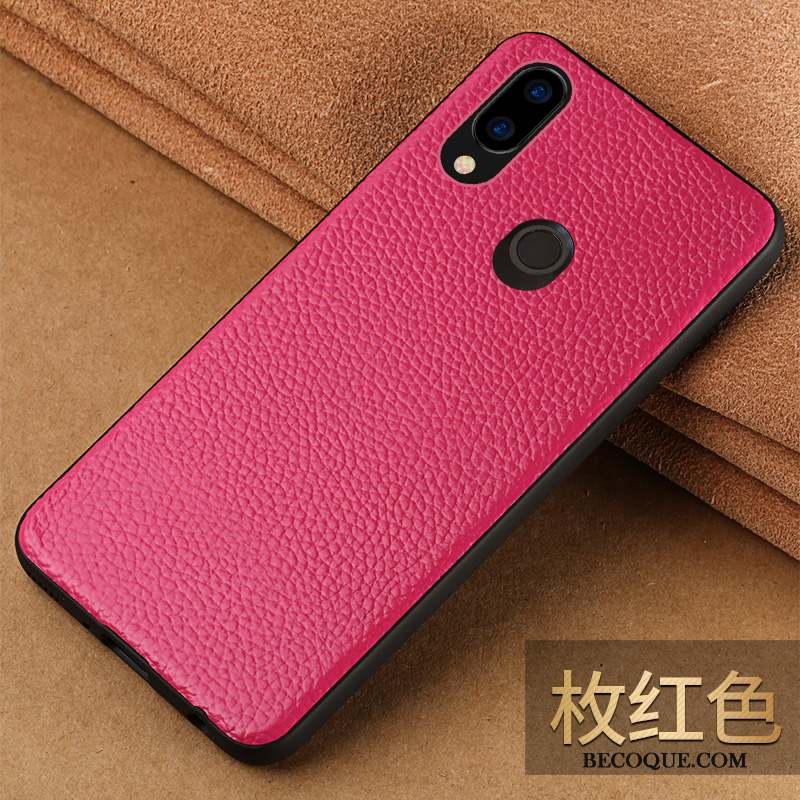 Huawei P20 Lite Cuir Véritable Coque De Téléphone Business Tendance Étui En Cuir Noir