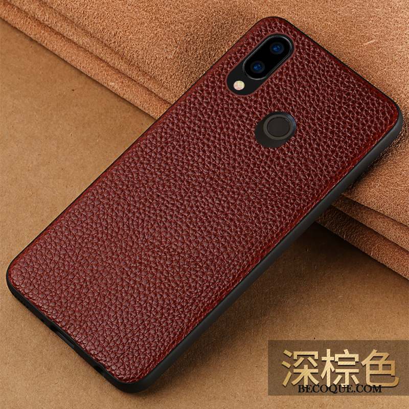 Huawei P20 Lite Cuir Véritable Coque De Téléphone Business Tendance Étui En Cuir Noir