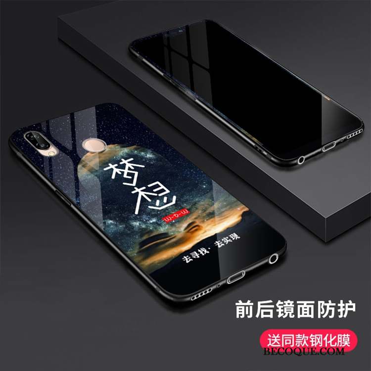 Huawei P20 Lite Difficile Noir Verre Étui Coque De Téléphone