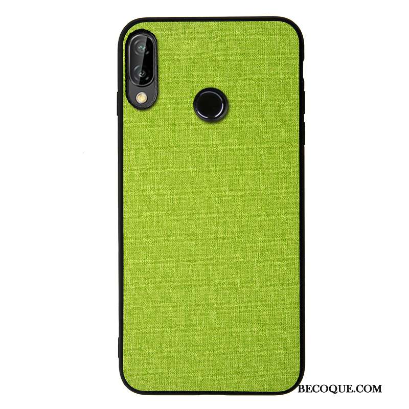 Huawei P20 Lite Incassable Fluide Doux Coque De Téléphone Étui Vert Tissu