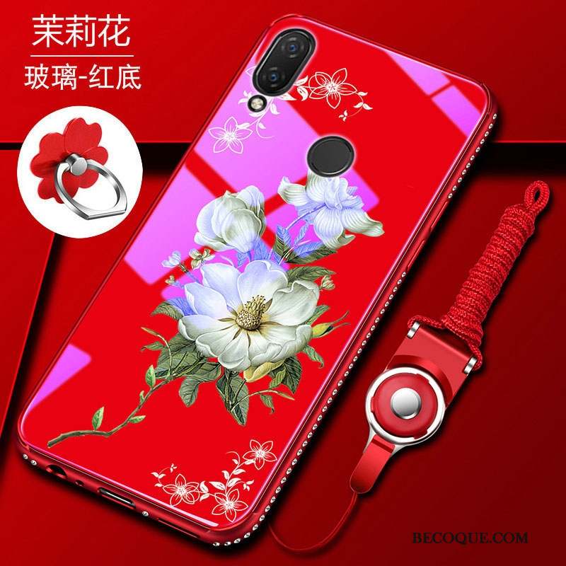 Huawei P20 Lite Jeunesse Incassable Étui Strass Coque De Téléphone Rouge