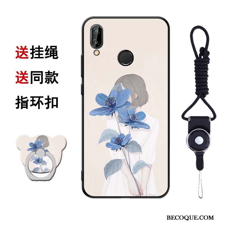 Huawei P20 Lite Étui Ornements Suspendus Boucle Anneau Coque De Téléphone Bleu