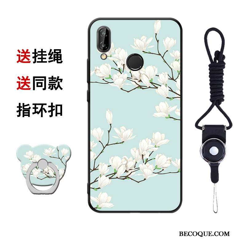 Huawei P20 Lite Étui Ornements Suspendus Boucle Anneau Coque De Téléphone Bleu