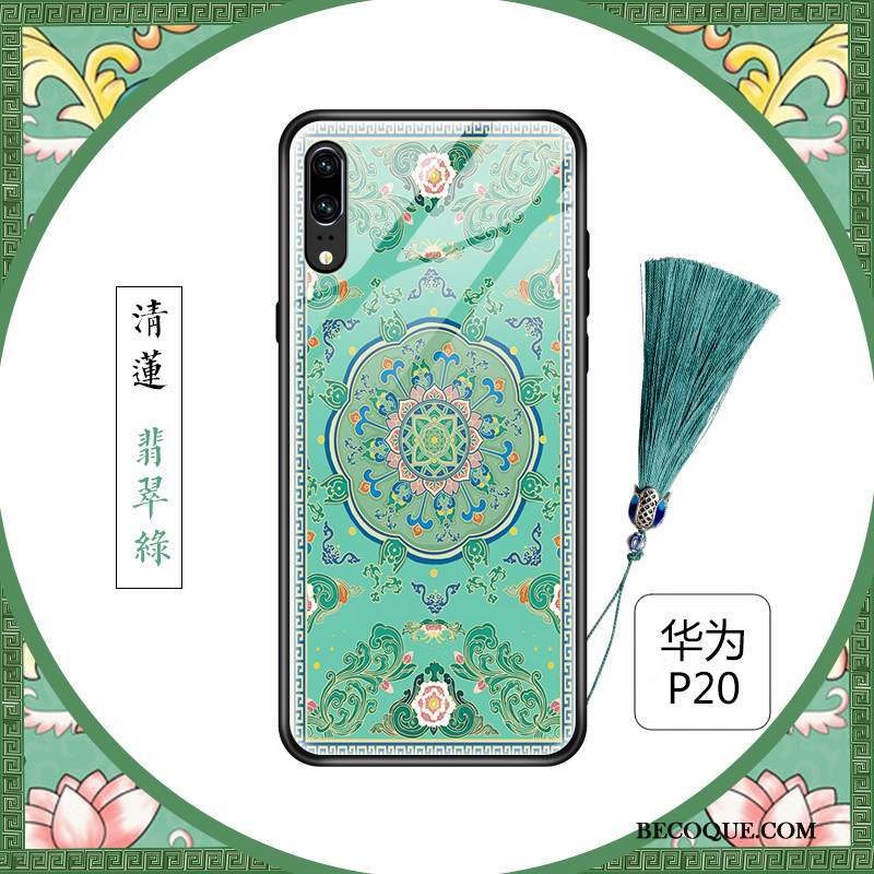 Huawei P20 Mince Coque De Téléphone Floral Verre Créatif Personnalité