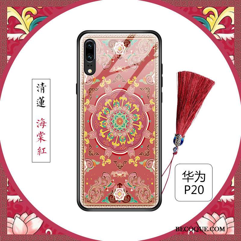 Huawei P20 Mince Coque De Téléphone Floral Verre Créatif Personnalité