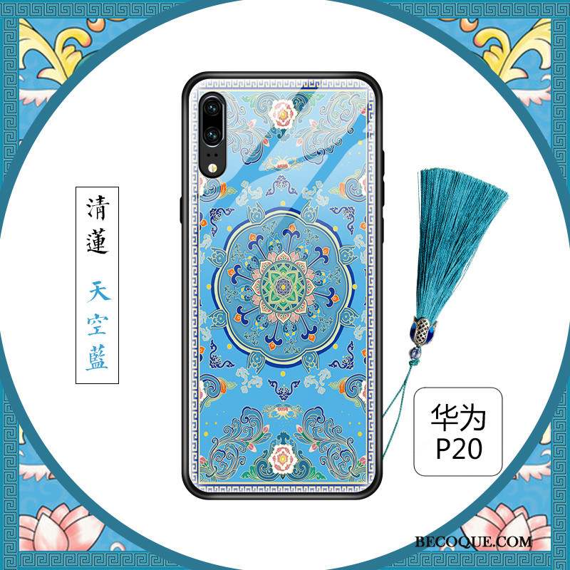 Huawei P20 Mince Coque De Téléphone Floral Verre Créatif Personnalité