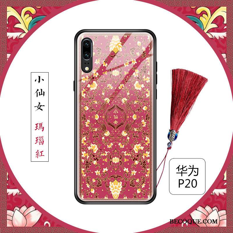 Huawei P20 Mince Coque De Téléphone Floral Verre Créatif Personnalité