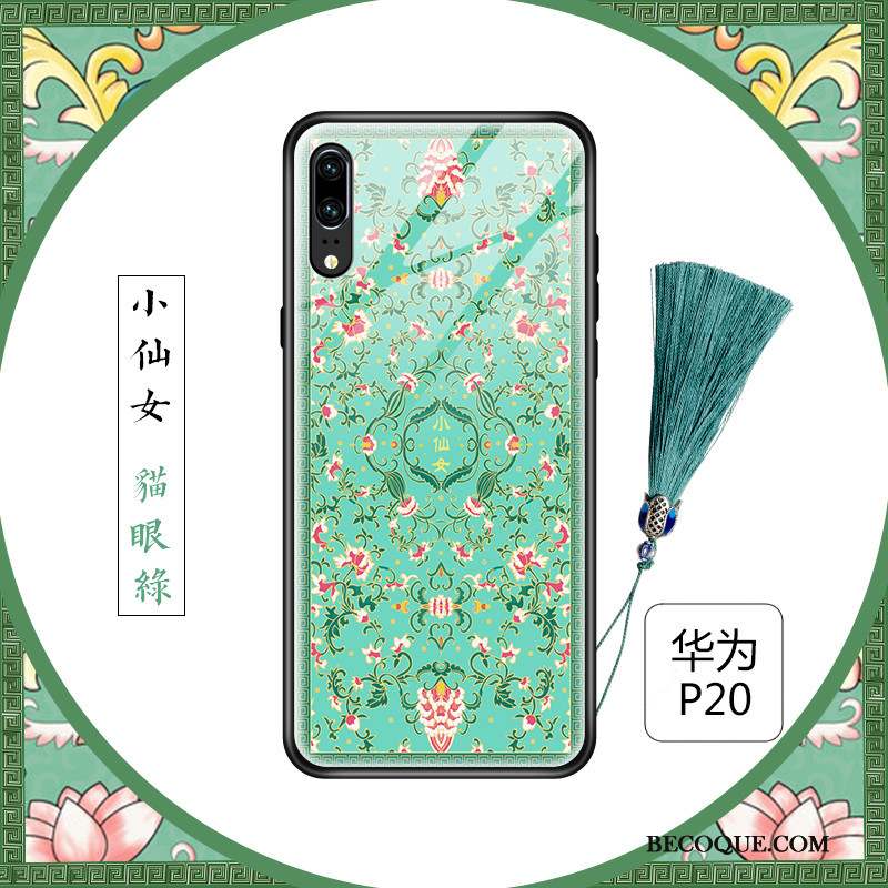Huawei P20 Mince Coque De Téléphone Floral Verre Créatif Personnalité