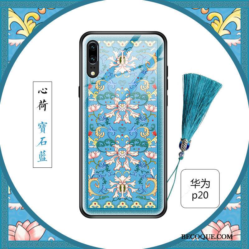 Huawei P20 Mince Coque De Téléphone Floral Verre Créatif Personnalité