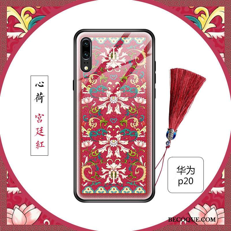 Huawei P20 Mince Coque De Téléphone Floral Verre Créatif Personnalité