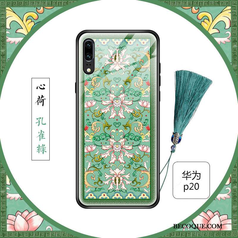 Huawei P20 Mince Coque De Téléphone Floral Verre Créatif Personnalité