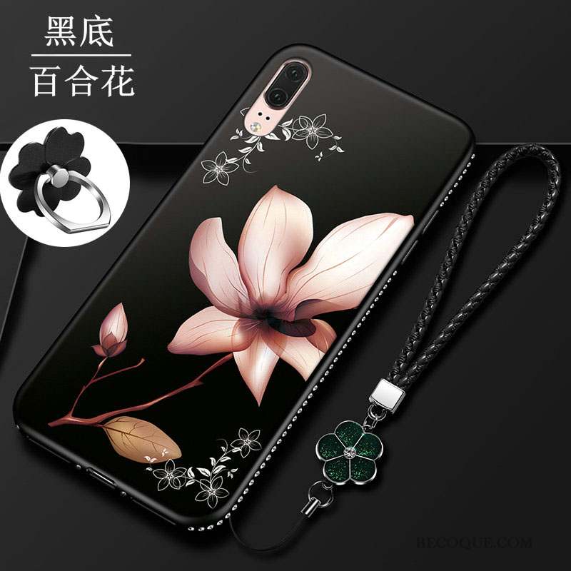 Huawei P20 Noir Coque Étui De Téléphone Fluide Doux Incassable