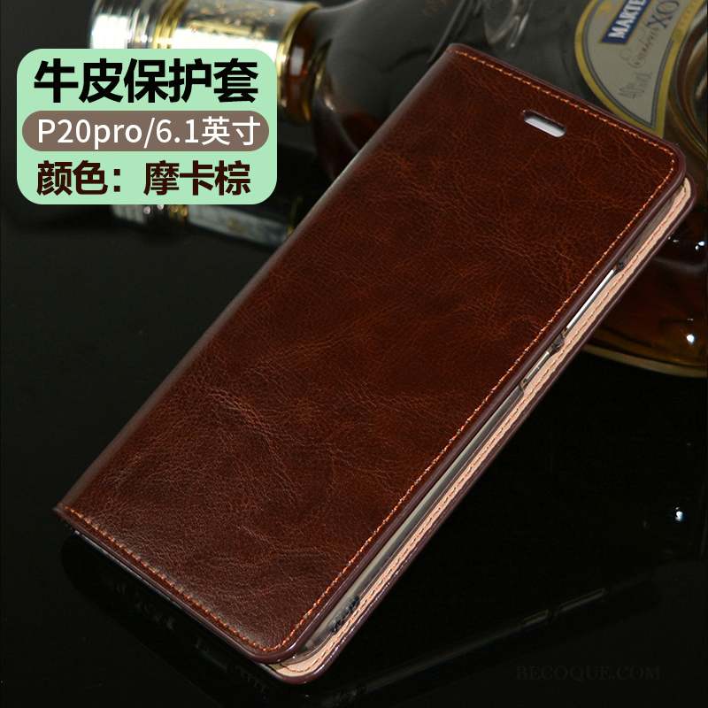 Huawei P20 Pro Coque Clamshell Tout Compris Téléphone Portable Cuir Véritable Étui Incassable