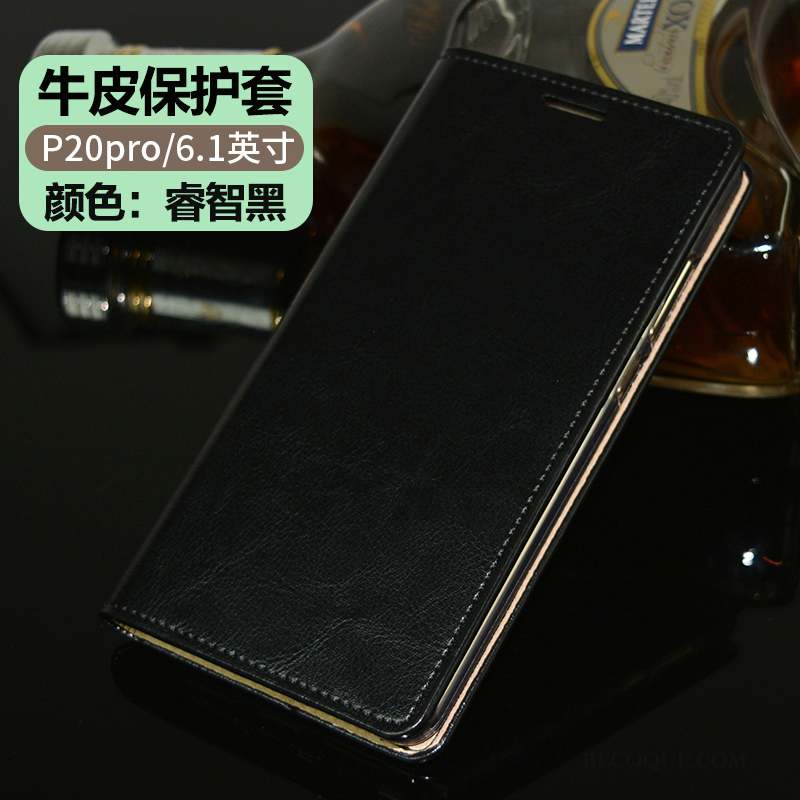 Huawei P20 Pro Coque Clamshell Tout Compris Téléphone Portable Cuir Véritable Étui Incassable