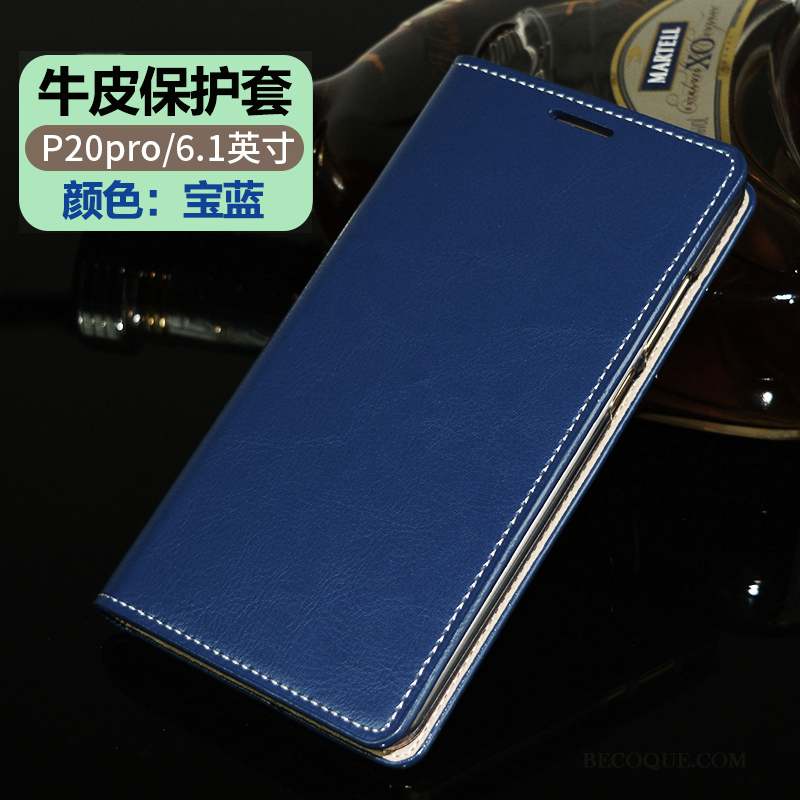 Huawei P20 Pro Coque Clamshell Tout Compris Téléphone Portable Cuir Véritable Étui Incassable