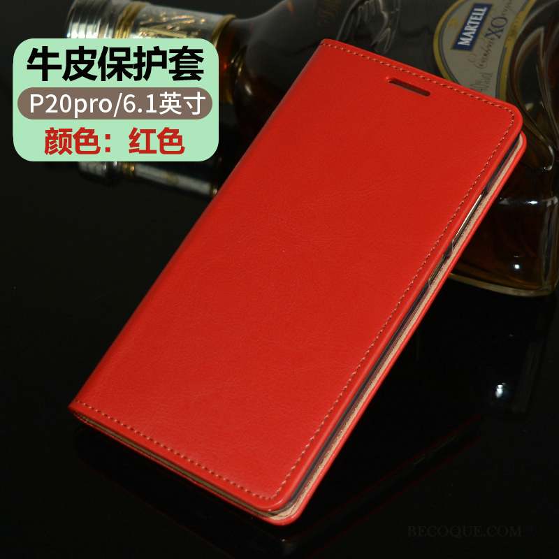 Huawei P20 Pro Coque Clamshell Tout Compris Téléphone Portable Cuir Véritable Étui Incassable