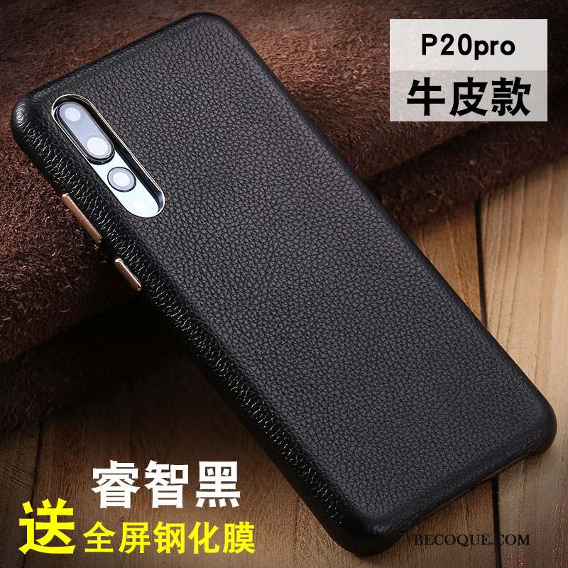 Huawei P20 Pro Coque De Téléphone Étui Tout Compris Protection Incassable Cuir Véritable