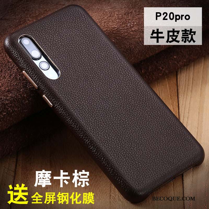 Huawei P20 Pro Coque De Téléphone Étui Tout Compris Protection Incassable Cuir Véritable