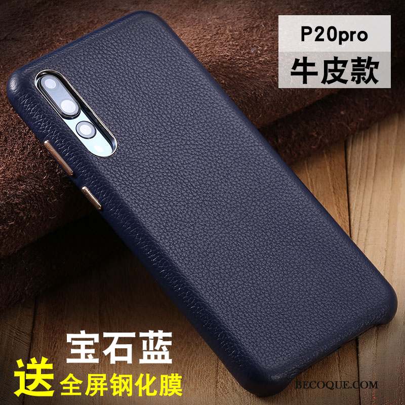 Huawei P20 Pro Coque De Téléphone Étui Tout Compris Protection Incassable Cuir Véritable