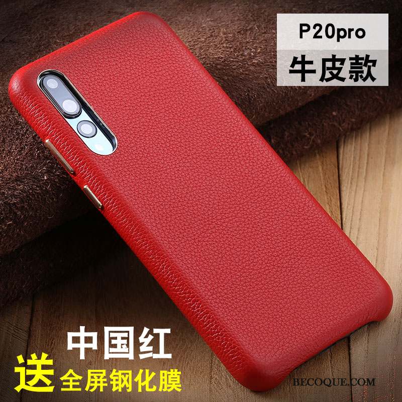 Huawei P20 Pro Coque De Téléphone Étui Tout Compris Protection Incassable Cuir Véritable