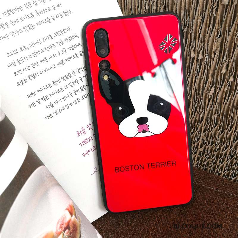 Huawei P20 Pro Coque Nouveau Miroir Verre Net Rouge Protection Étui