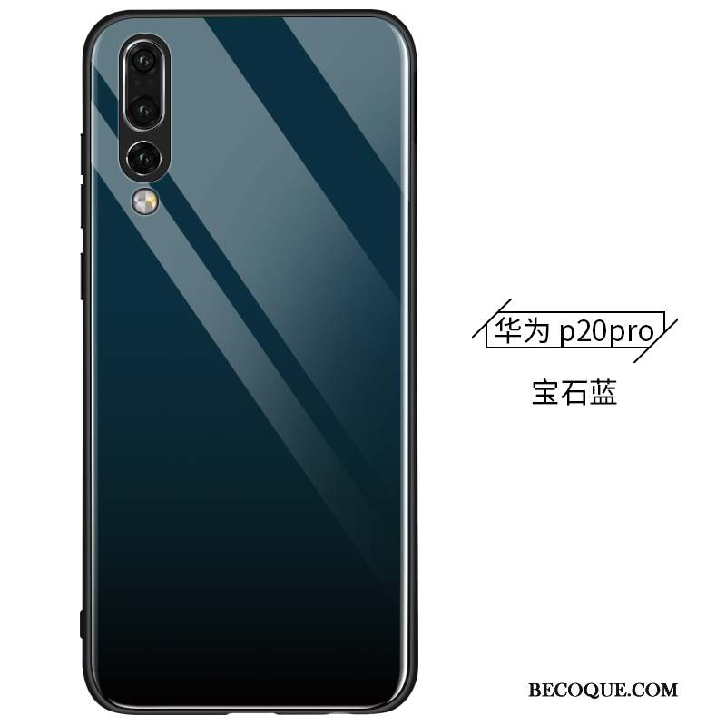 Huawei P20 Pro Coque Protection Bleu Créatif Verre Net Rouge Incassable