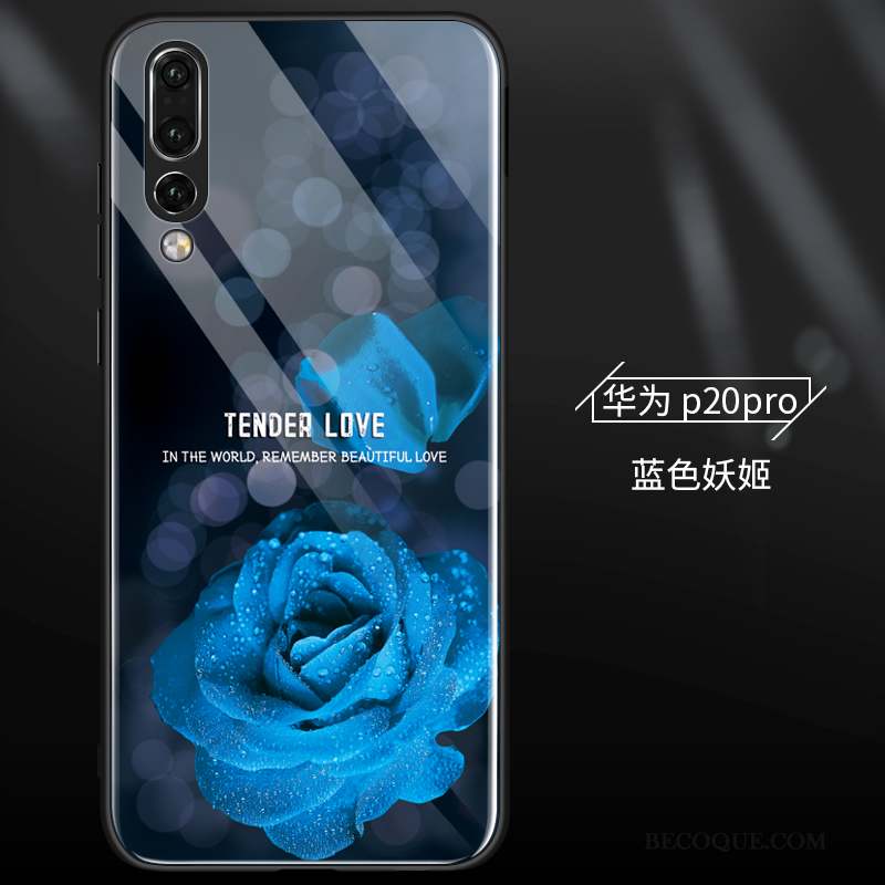 Huawei P20 Pro Coque Protection Bleu Créatif Verre Net Rouge Incassable