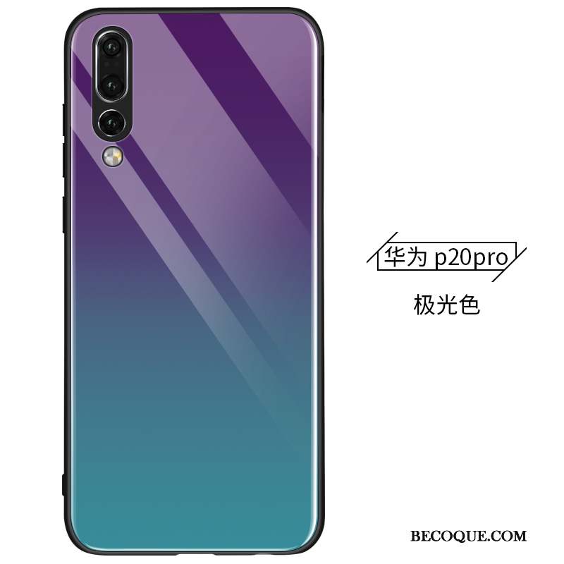 Huawei P20 Pro Coque Protection Bleu Créatif Verre Net Rouge Incassable