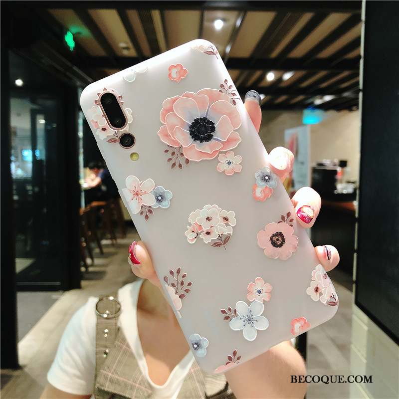 Huawei P20 Pro Coque Rose Fleur Étui Incassable Protection Gaufrage