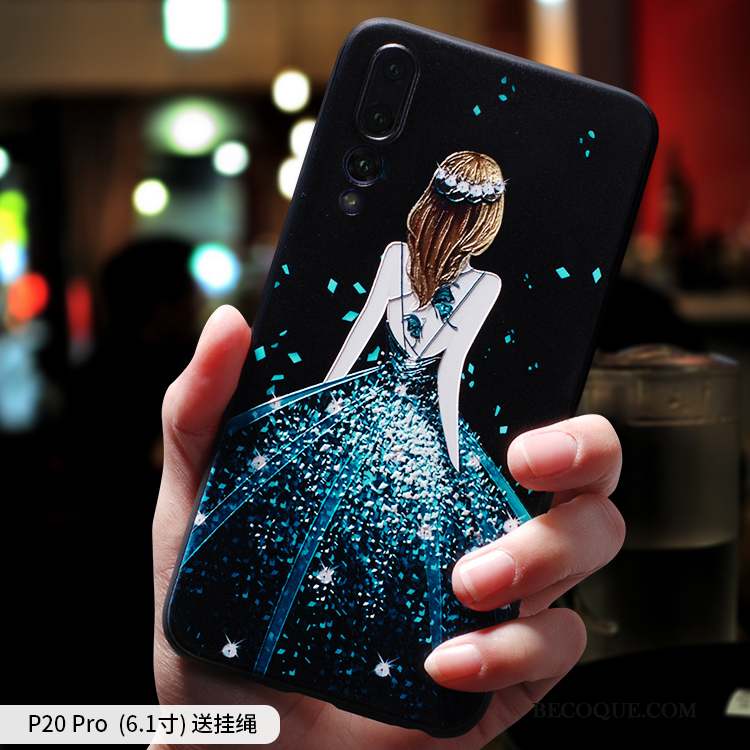 Huawei P20 Pro Fluide Doux Personnalité Noir Incassable Tout Compris Coque De Téléphone