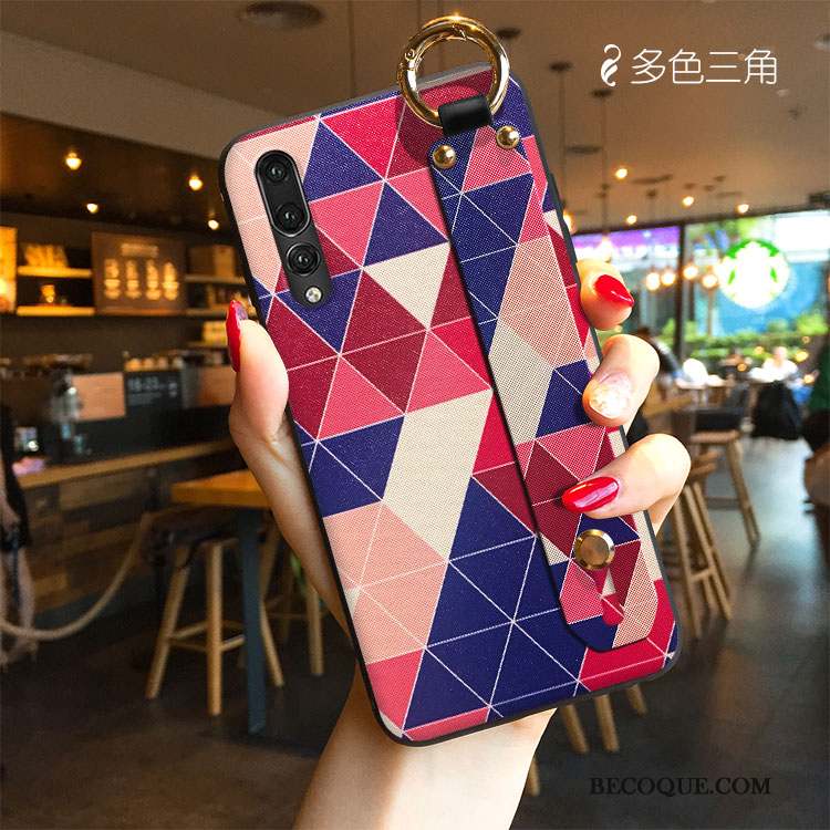 Huawei P20 Pro Modèle Fleurie Silicone Coque De Téléphone Support Dessin Animé Tissu