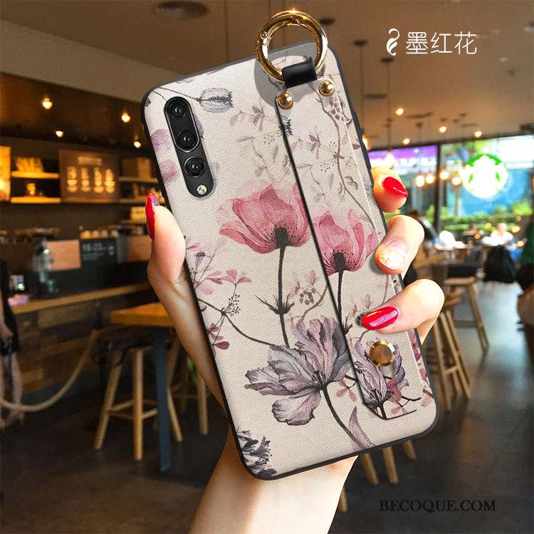 Huawei P20 Pro Modèle Fleurie Silicone Coque De Téléphone Support Dessin Animé Tissu