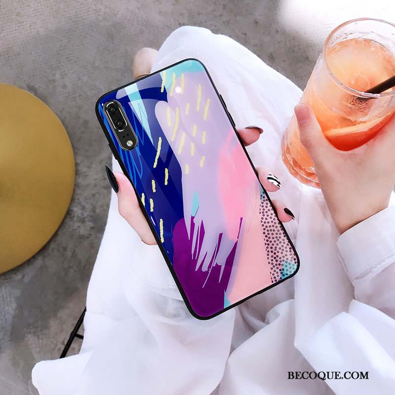 Huawei P20 Tendance Rouge Verre Personnalité Coque De Téléphone Protection