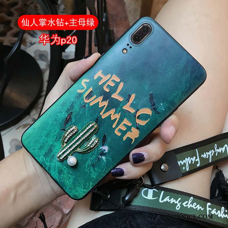 Huawei P20 Vert Foncé Coque De Téléphone Marque De Tendance Jeunesse Personnalité Net Rouge