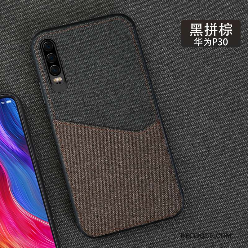 Huawei P30 Antidérapant Élégant Luxe Coque De Téléphone Étui Tissu